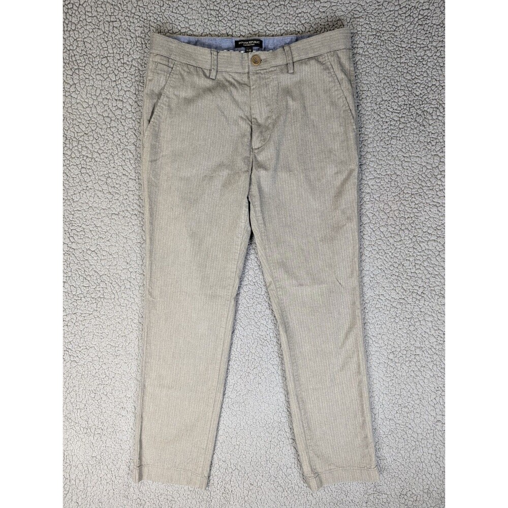 Banana Republic Kentfield Herringbone Brown Chino Cotton Twill Pants Mens 31x30